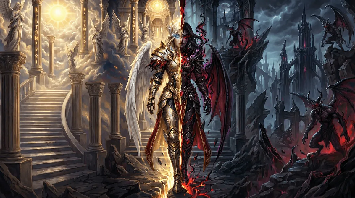 Arcane Heroes 2 Light and Darkness faction battle artwork
