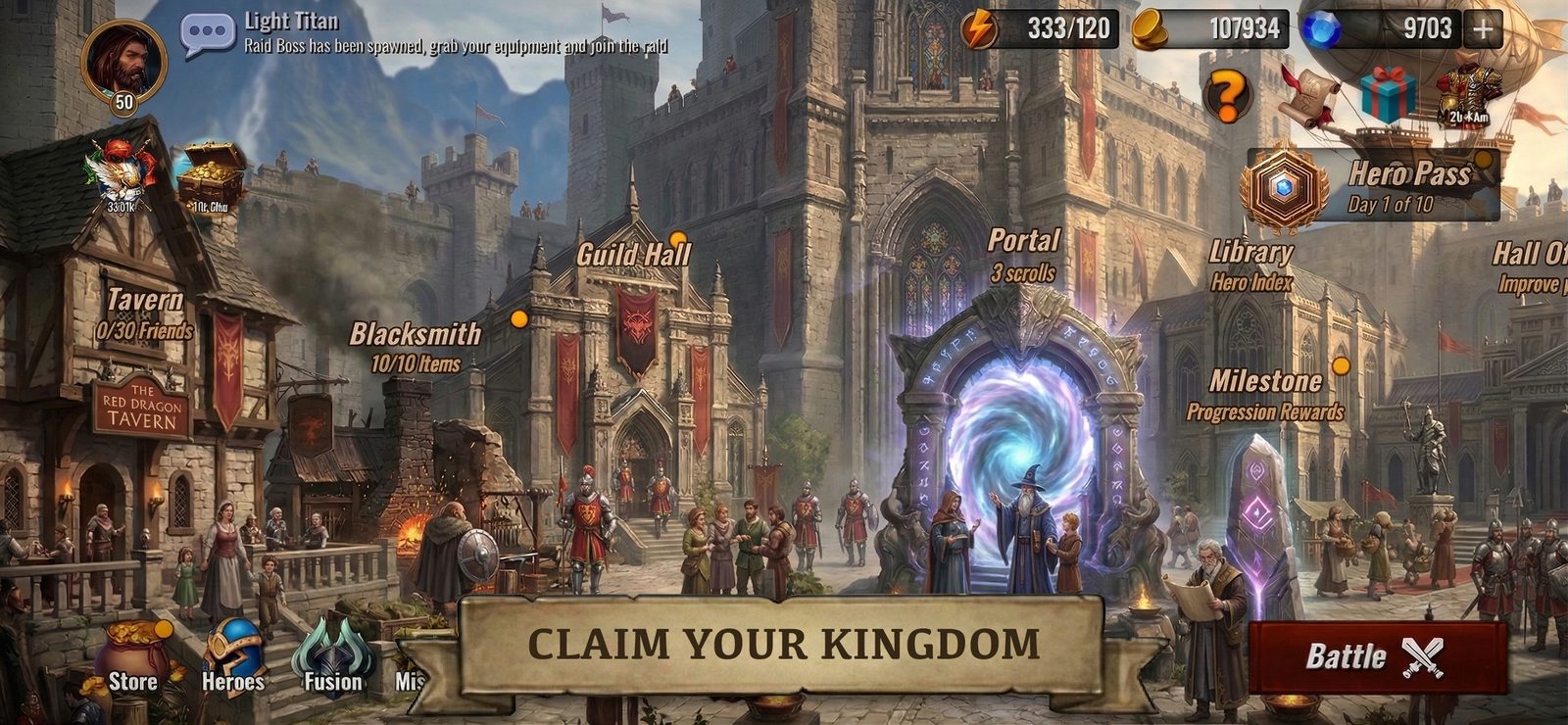 Arcane Heroes 2 progression screen